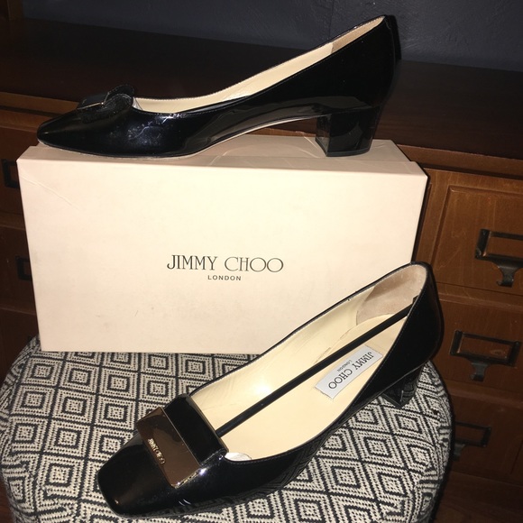Size 9 Jimmy Choo patent leather black heels - Picture 1 of 4